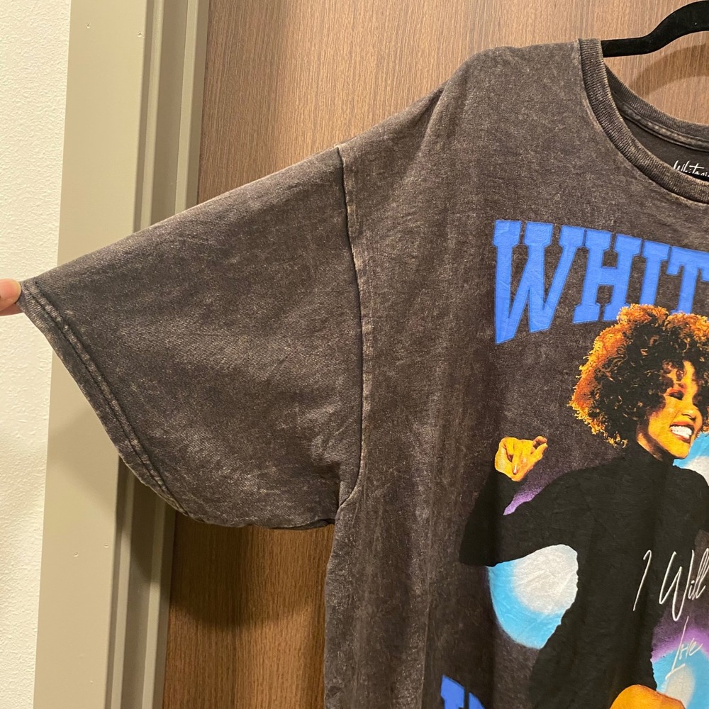Whitney Houston Graphic T-Shirt XL "I Will Always Love You" Black Wash Slim Fit - Picture 4 of 11